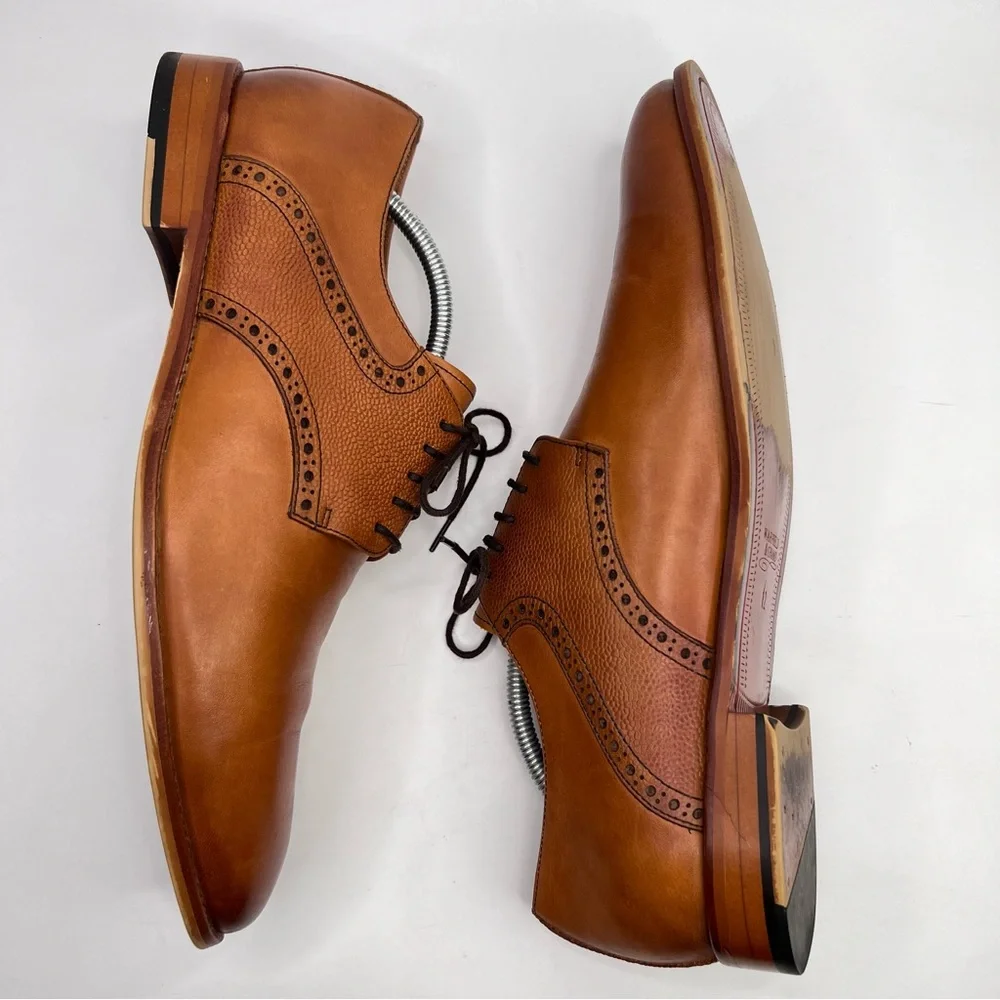 Warfield & Grand Sutton Tan Leather Lace Up Oxford Men’s Dress Shoes Size 12